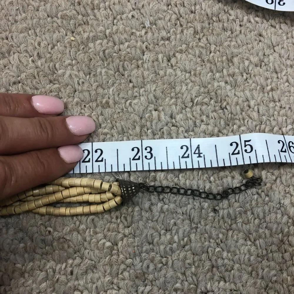 Natural Wooden and Shell Bead‎ Necklace 25” Long
